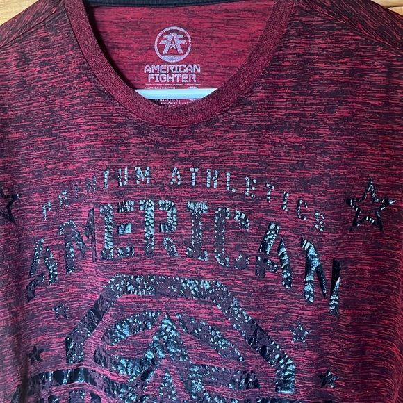 Crimson Red American Fighter T Shirt - Picture 4 of 11